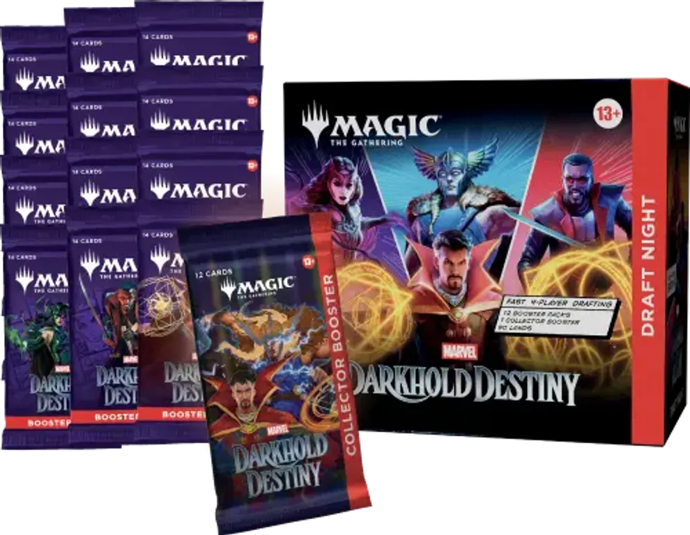 Magic: The Gathering - Marvel Darkhold Destiny Draft Night components