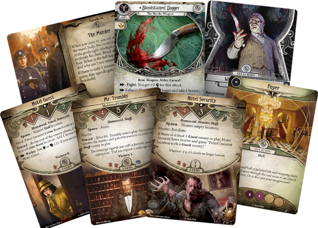 Arkham Horror: The Card Game – Murder at the Excelsior Hotel: Scenario Pack cards