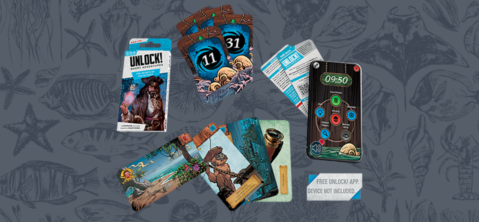 Unlock!: Short Adventures – The Secrets of the Octopus components