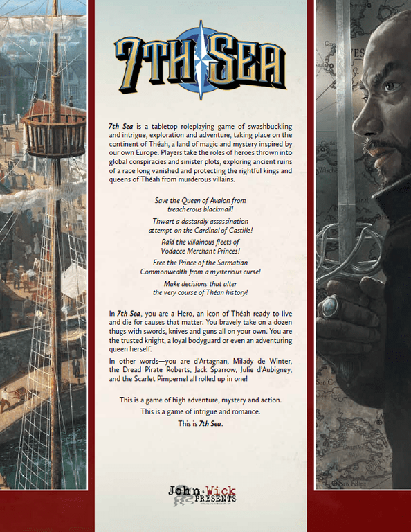 7th Sea Core Rulebook back of the box