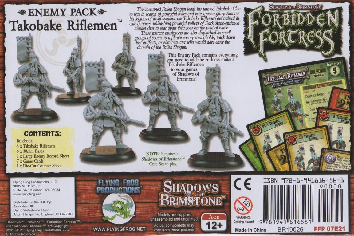 Shadows of Brimstone: Takobake Riflemen Enemy Pack achterkant van de doos