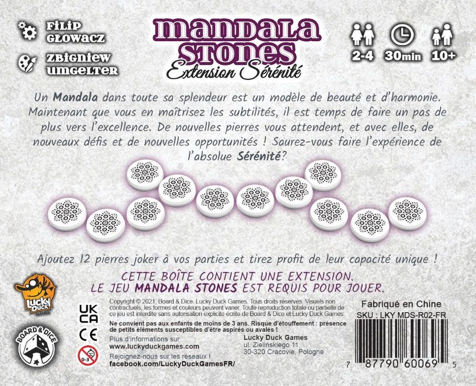 Mandala Stones: Extension Sérénité dos de la boîte