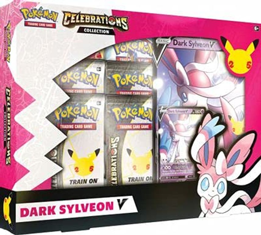 Pokemon TCG: Celebrations V Box – Lance's Charizard V & Dark Sylveon V caja