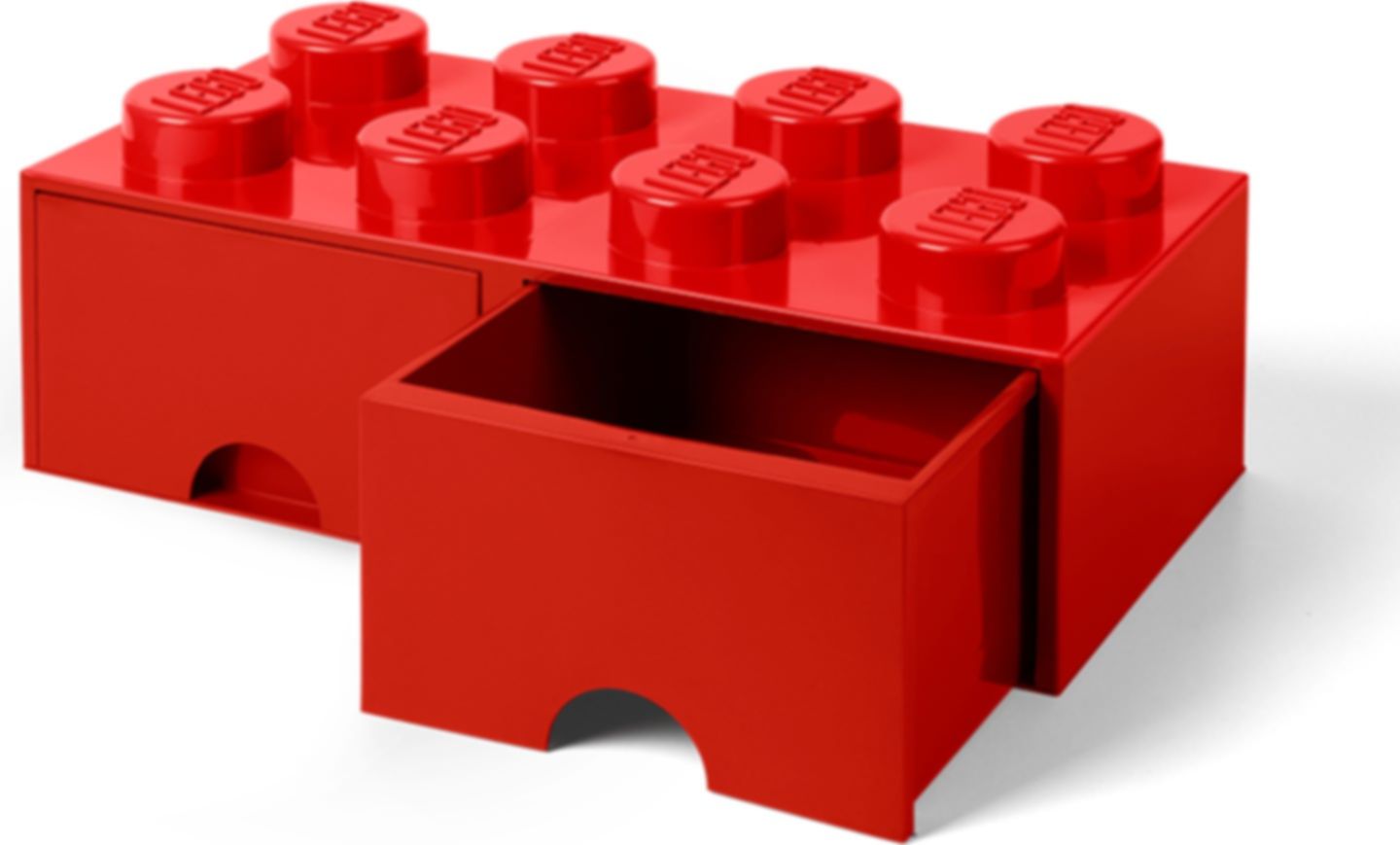 8-stud Bright Red Storage Brick Drawer componenten