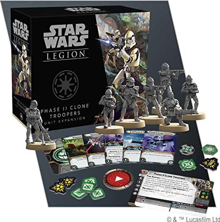 Star Wars: Legion – Phase II Clone Troopers Unit Expansion componenten