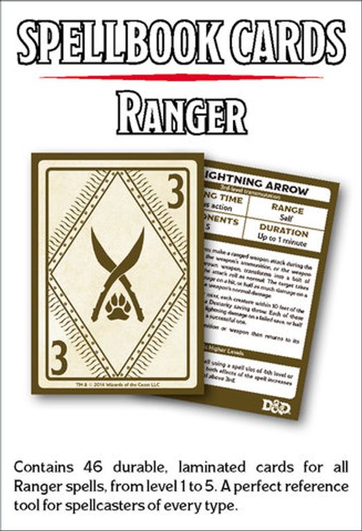 D&D Spellbook Cards: Ranger achterkant van de doos