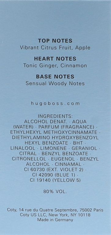 Hugo Boss Bottled Tonic Eau de toilette back of the box