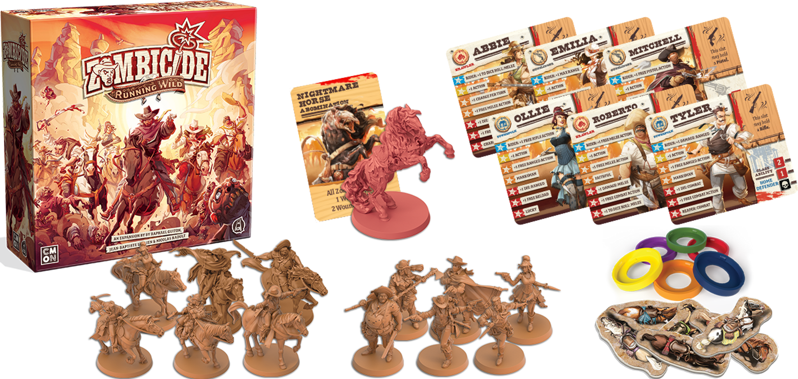 Zombicide: Undead or Alive – Running Wild components
