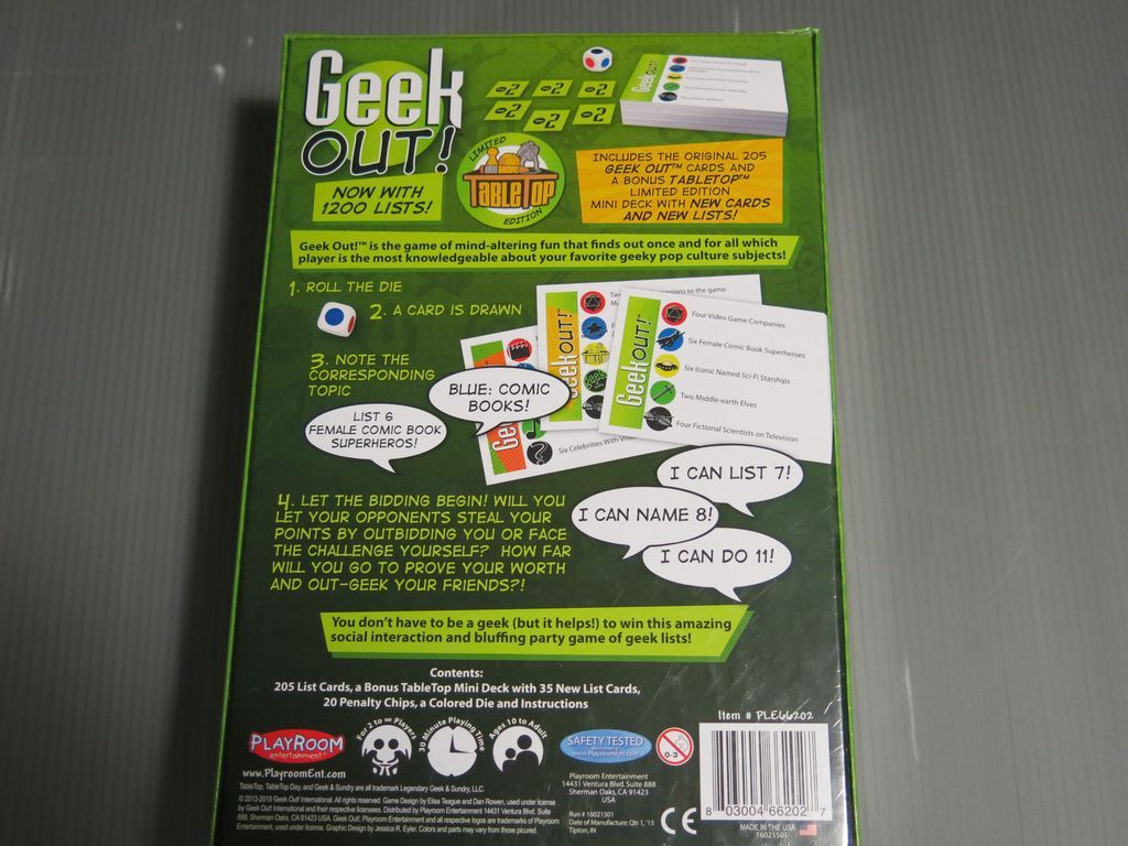 Geek Out! back of the box