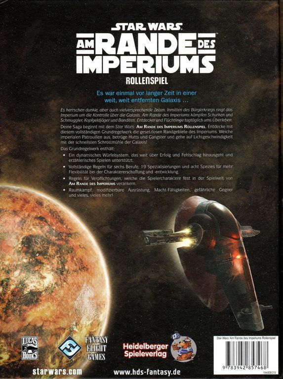 Star Wars: Edge of the Empire Core Rulebook rückseite der box