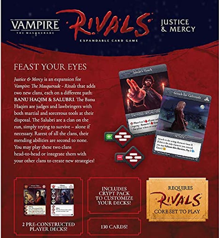 Vampire: The Masquerade – Rivals: Justice & Mercy parte posterior de la caja