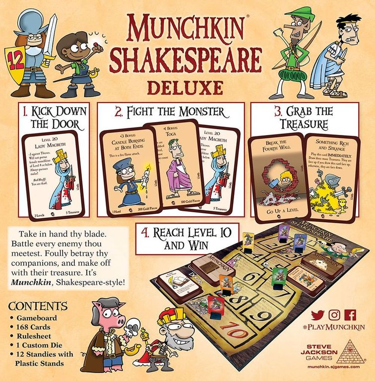 Munchkin Shakespeare Deluxe parte posterior de la caja