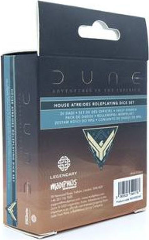 Dune RPG Dice Set - Atreides achterkant van de doos