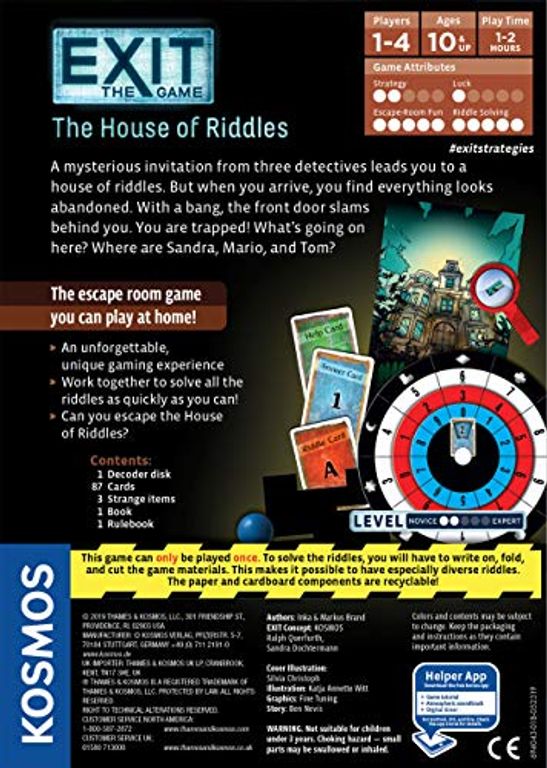 Exit: The Game - The House of Riddles back of the box