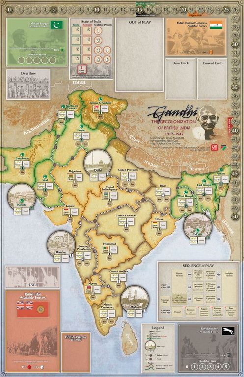 Gandhi: The Decolonization of British India, 1917-1947 game board
