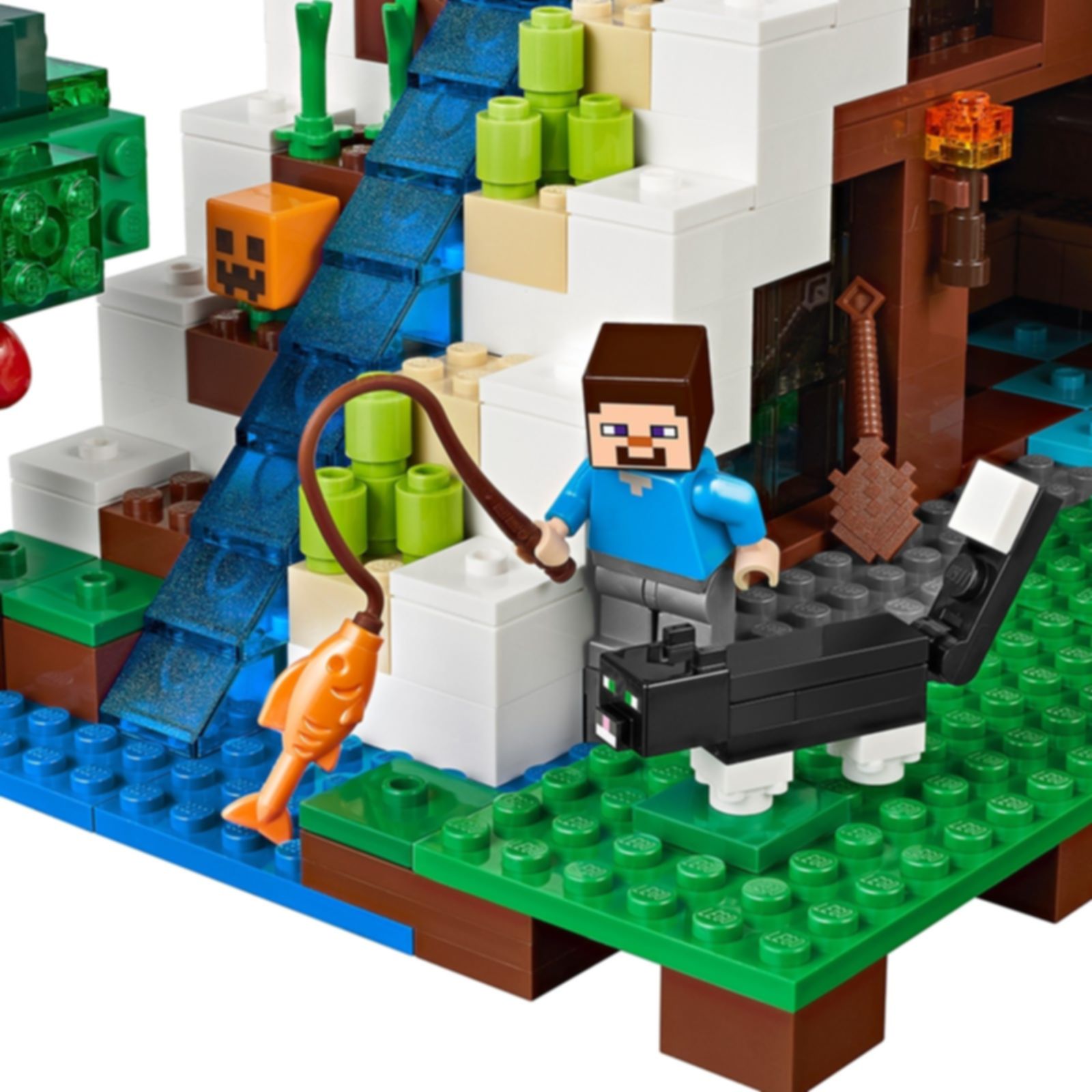 LEGO® Minecraft Unterschlupf im Wasserfall spielablauf