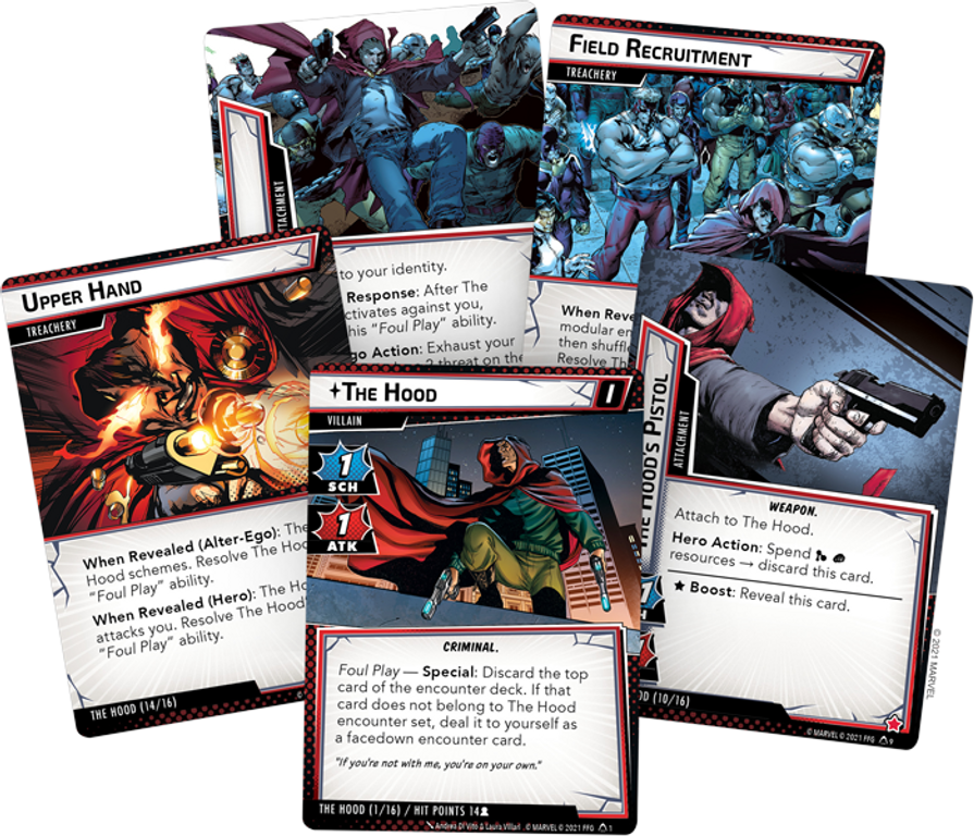 Marvel Champions: The Card Game – The Hood Scenario Pack cards