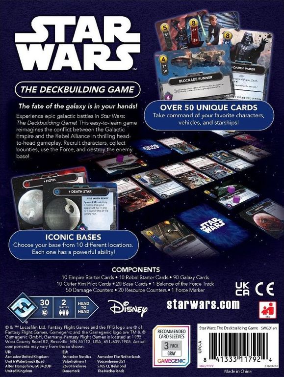 Star Wars: The Deckbuilding Game parte posterior de la caja