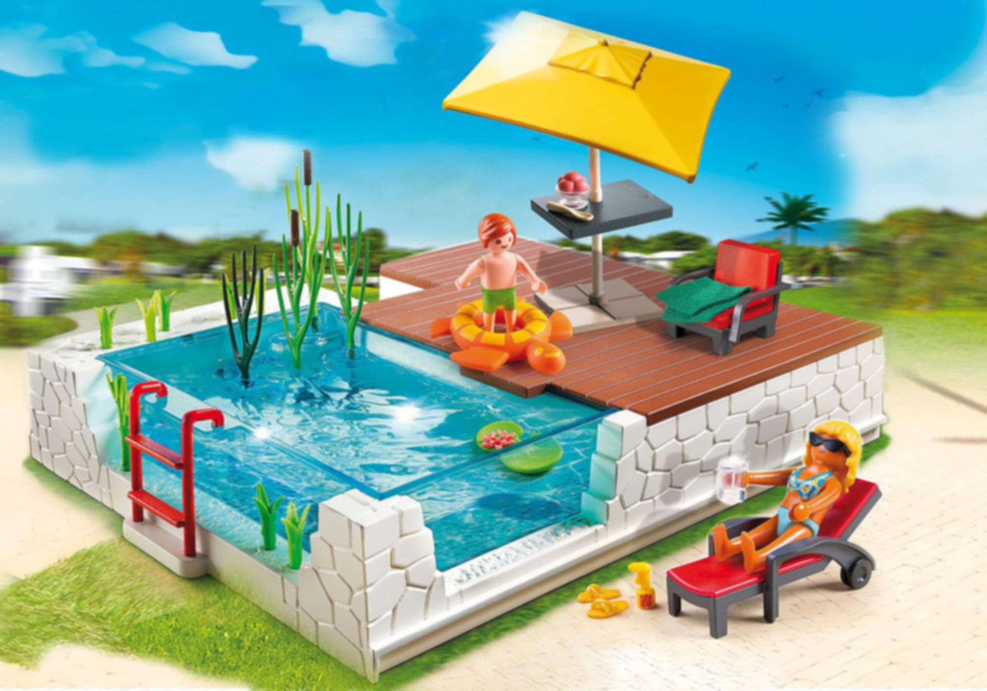 Zwembad met terras speelwijze