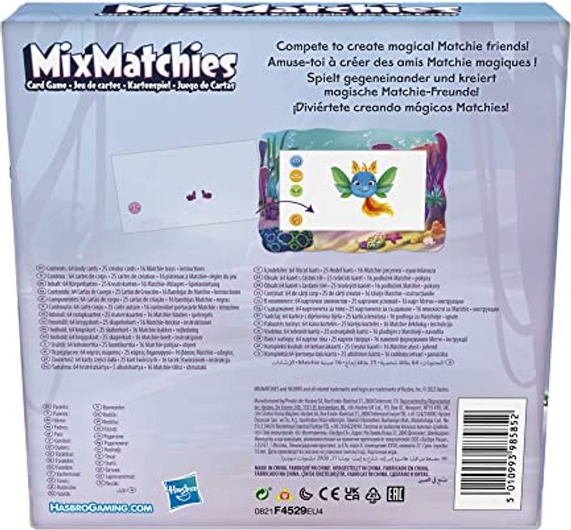 MixMatchies Card Game parte posterior de la caja