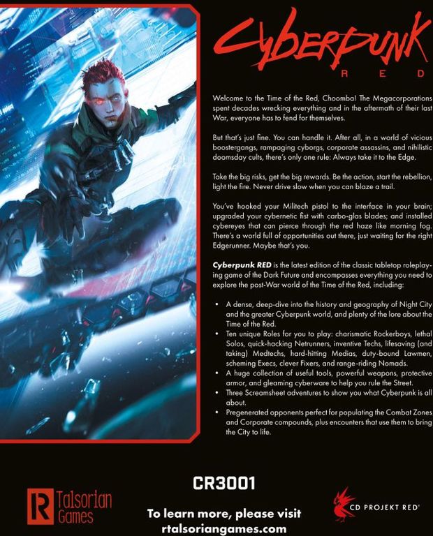 Cyberpunk RED (Core Rulebook) achterkant van de doos