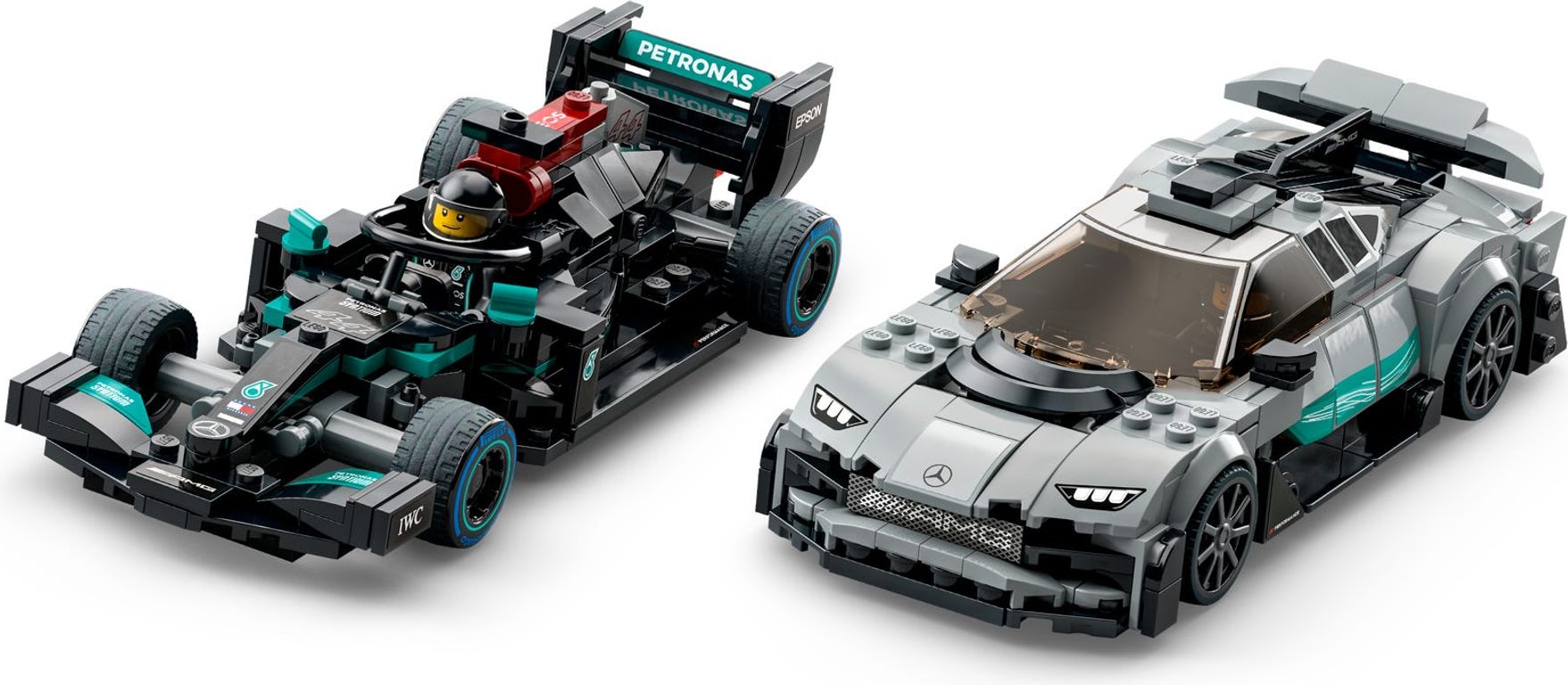 LEGO® Speed Champions Mercedes-AMG F1 W12 E Performance y Mercedes-AMG Project One jugabilidad