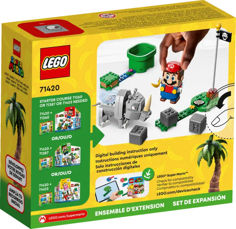 LEGO® Super Mario™ Rambi the Rhino Expansion Set back of the box