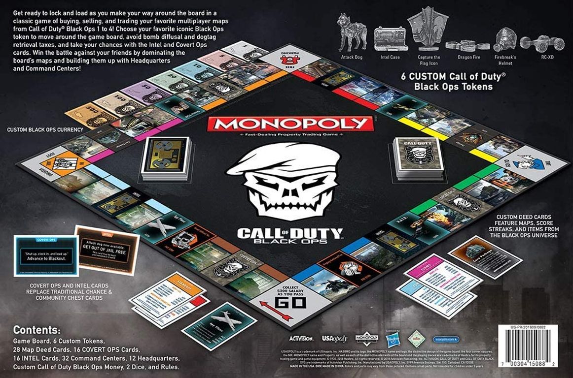 Monopoly: Call of Duty Black Ops back of the box