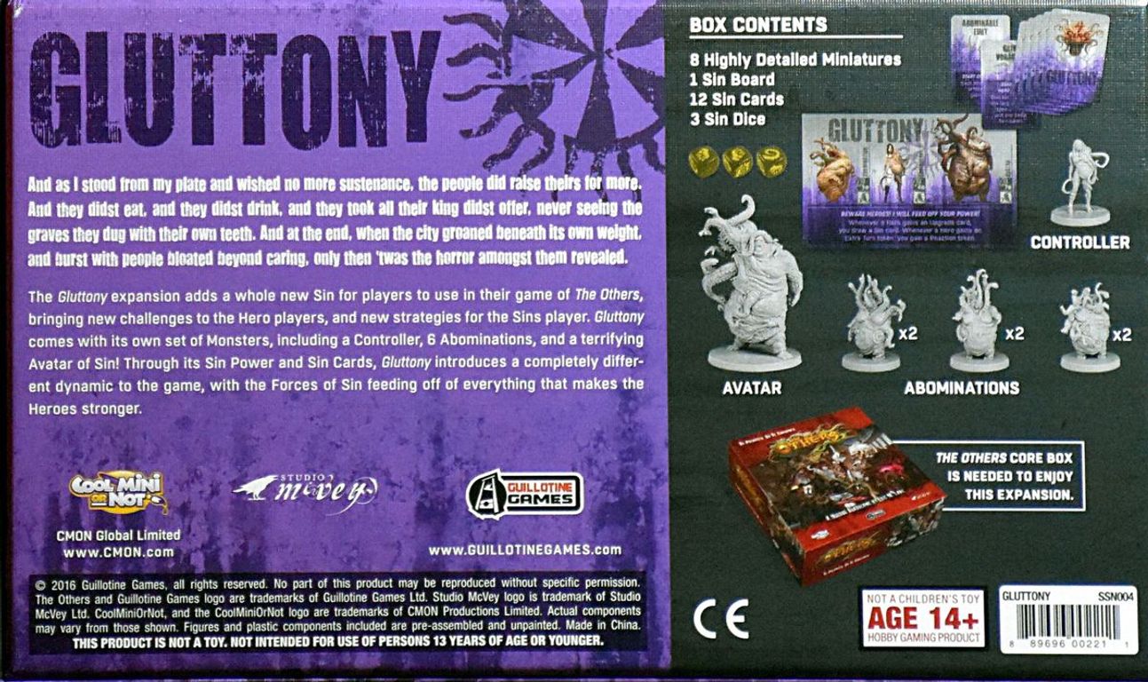 The Others: 7 Sins - Gluttony Expansion back of the box