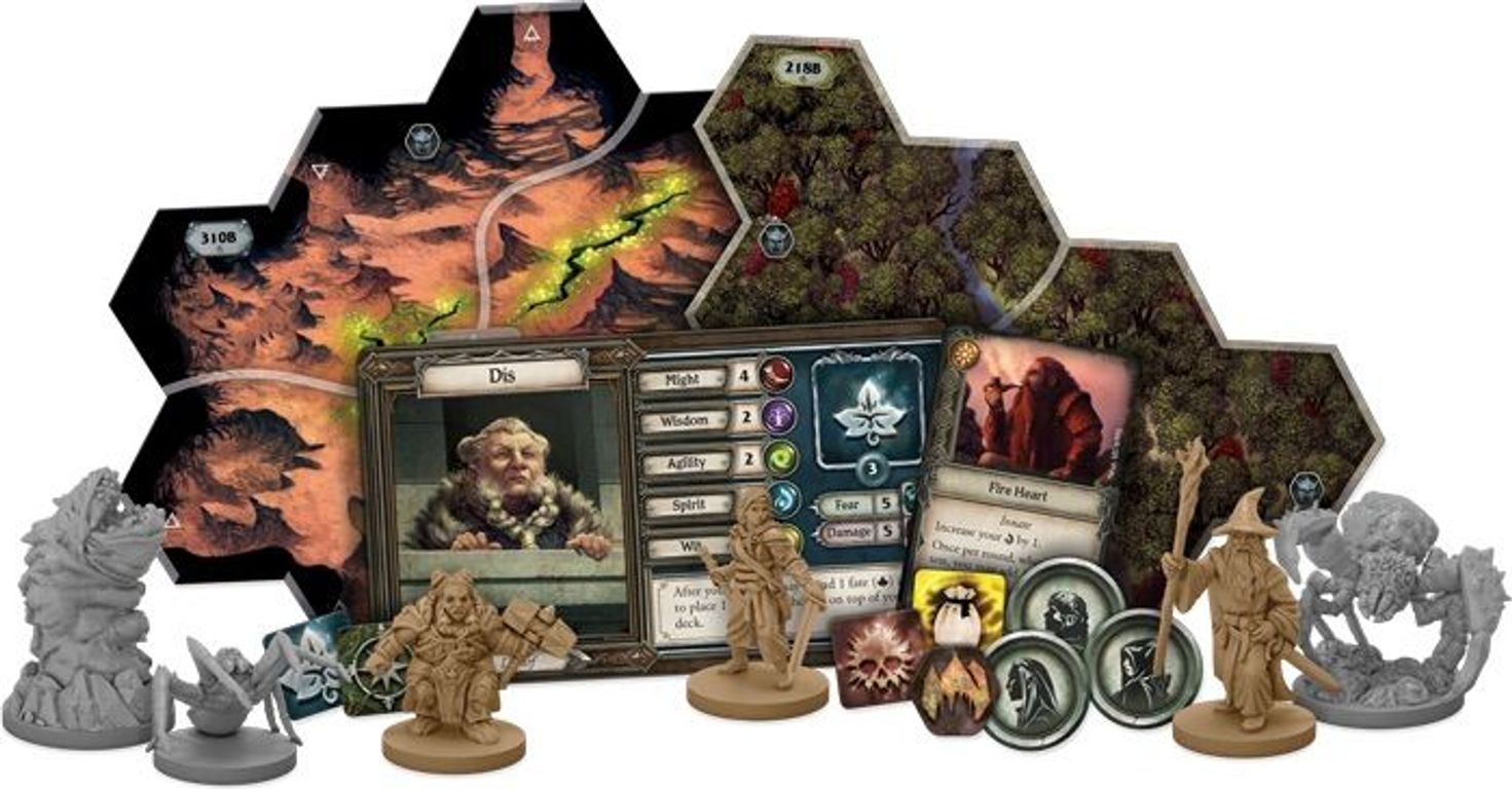 The Lord of the Rings: Journeys in Middle Earth – Shadowed Paths Expansion components