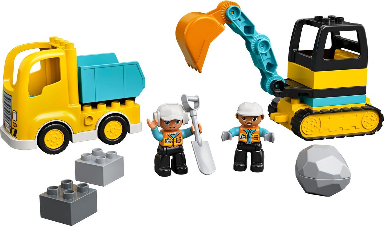 LEGO® DUPLO® Truck & Graafmachine met rupsbanden componenten