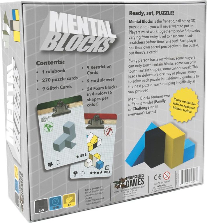 Mental Blocks parte posterior de la caja