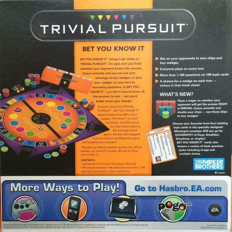 Trivial Pursuit: Bet You Know It back of the box