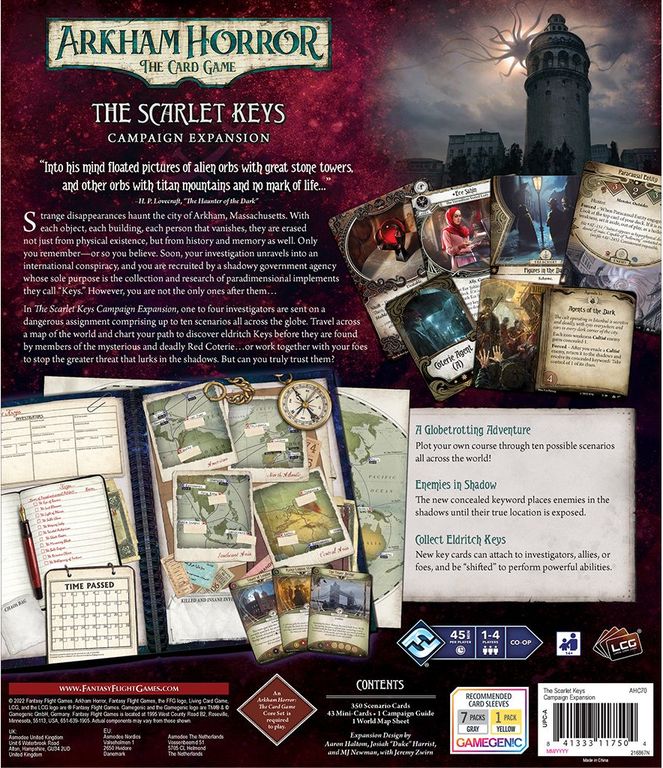 Arkham Horror: The Card Game – The Scarlet Keys: Campaign Expansion back of the box