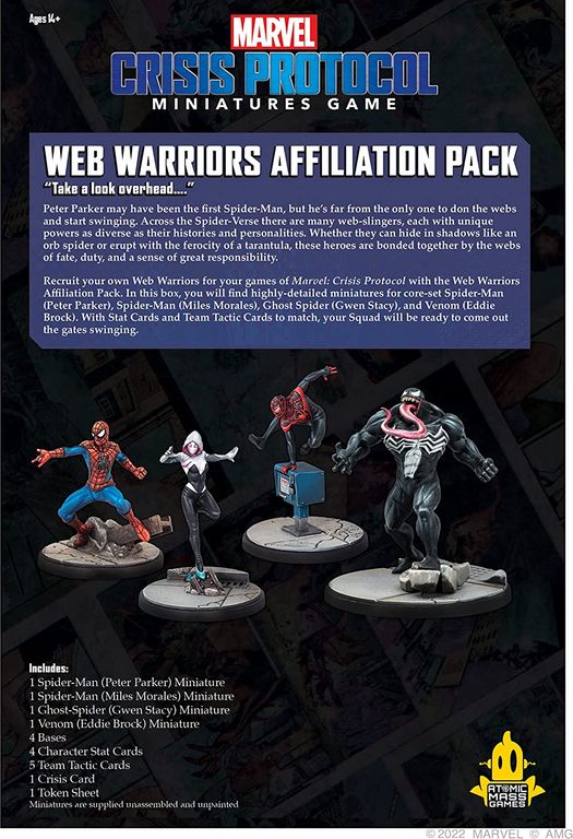 Marvel: Crisis Protocol – Web Warriors Affiliation Pack achterkant van de doos