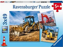 3 puzzles - construction vehicles in use