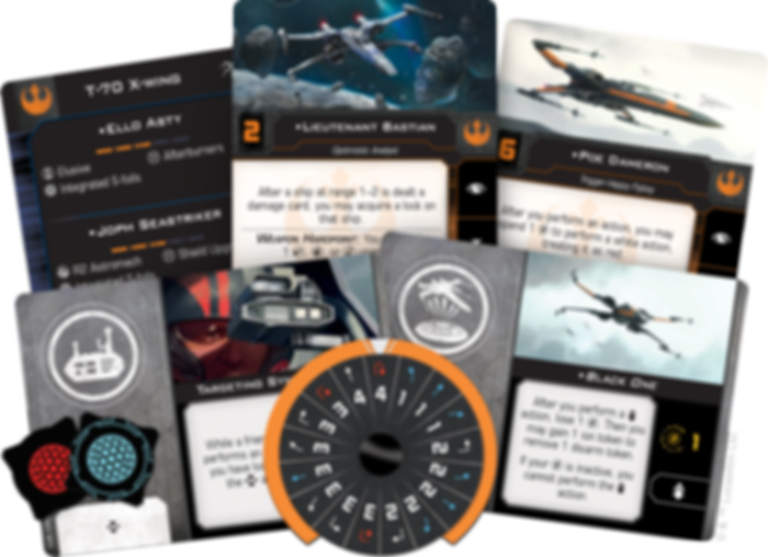 Star Wars: X-Wing (Second Edition) – T-70 X-Wing Expansion Pack componenten