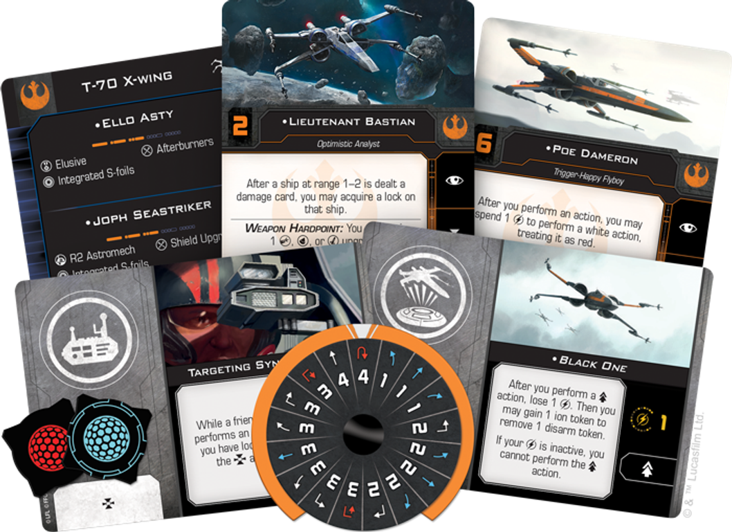Star Wars: X-Wing (Second Edition) – T-70 X-Wing Expansion Pack componenten