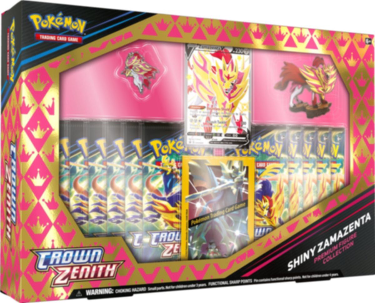 Pokémon TCG: Crown Zenith Premium Figure Collection—Shiny Zacian/Zamazenta caja