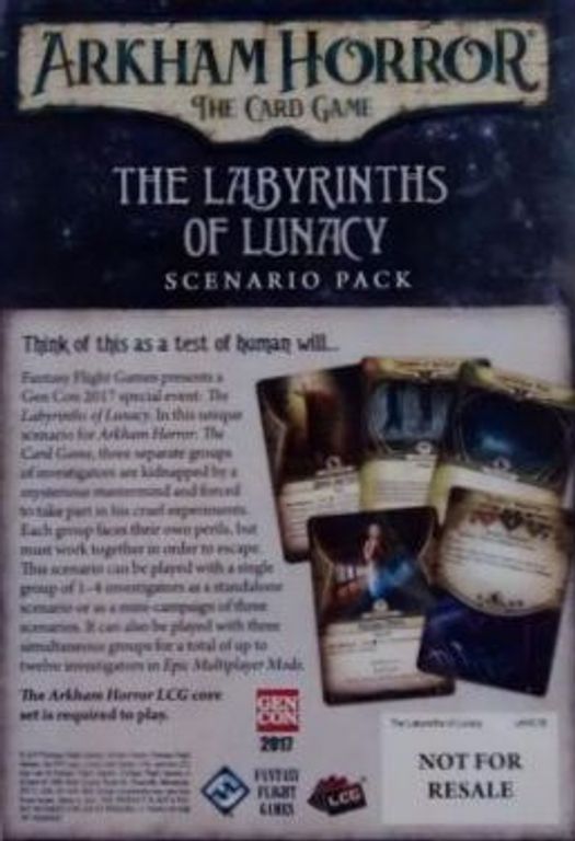 Arkham Horror: The Card Game – The Labyrinths of Lunacy: Scenario Pack achterkant van de doos