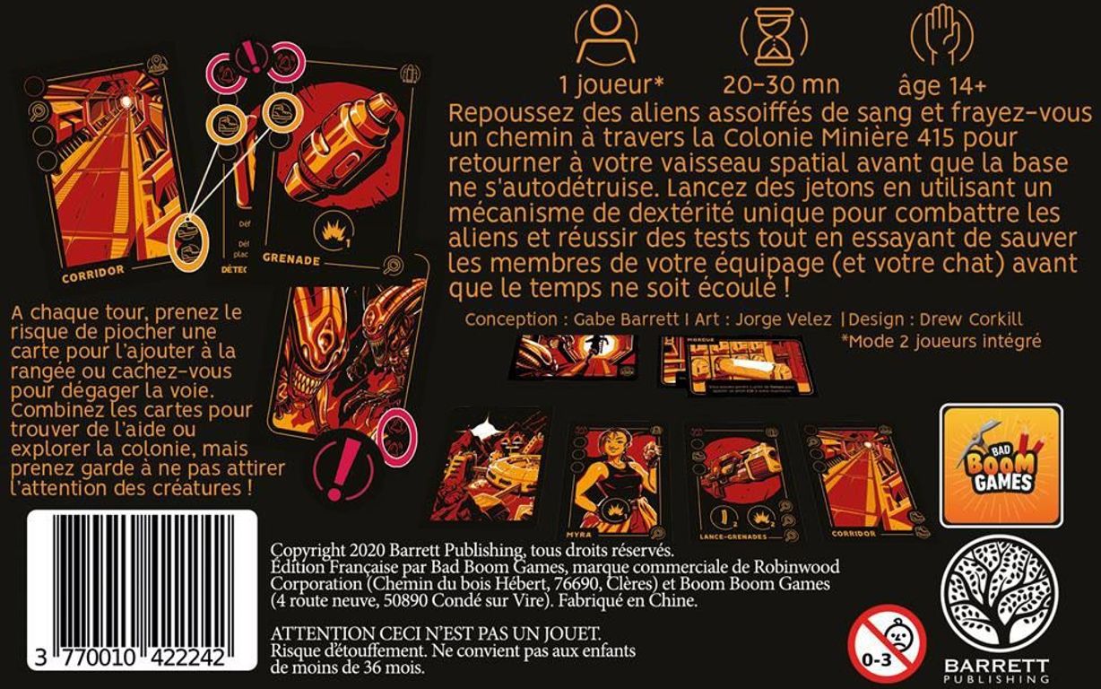 Traqué: Colonie Minière 415 dos de la boîte