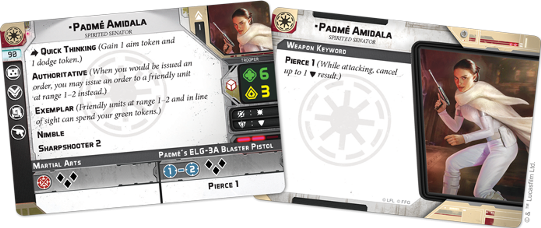 Star Wars: Legion - Padmé Amidala Operative Expansion cards