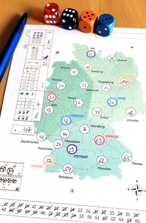 Dice Trip: Deutschland components