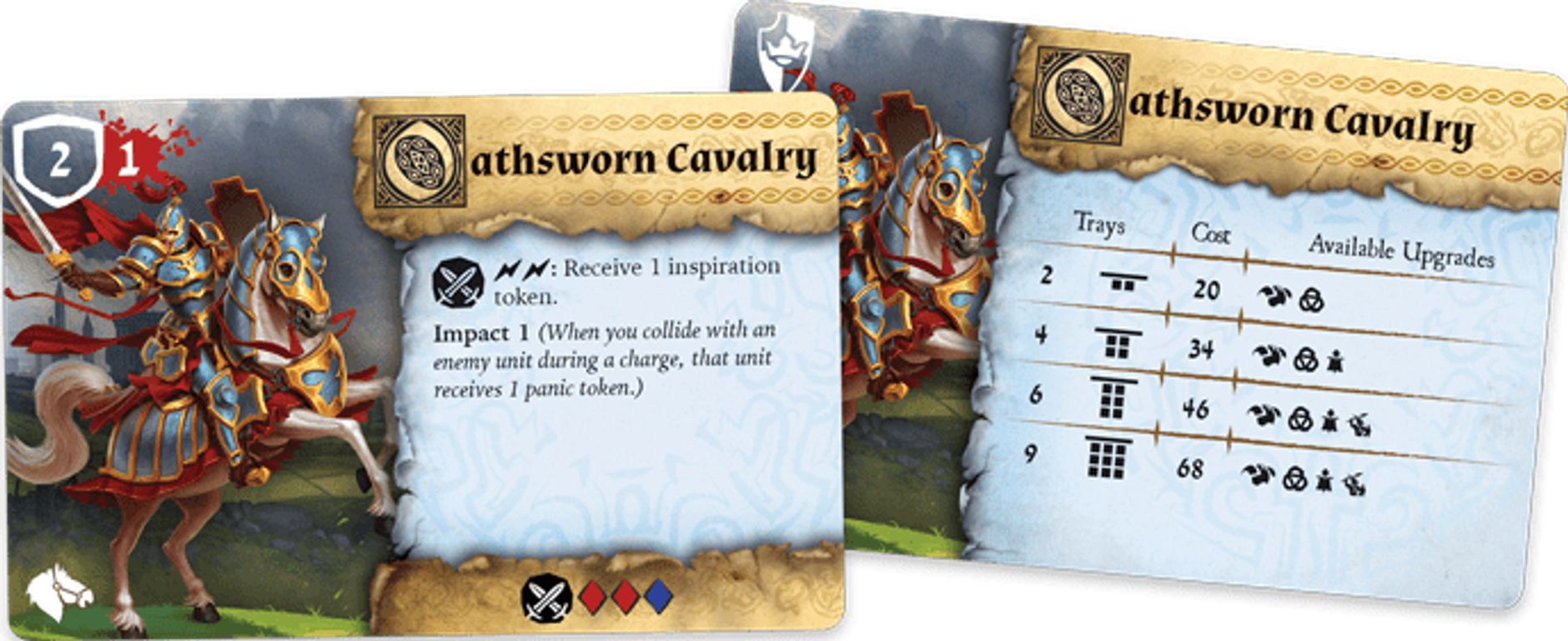 Runewars Miniatures Game: Oathsworn Cavalry – Unit Expansion cards