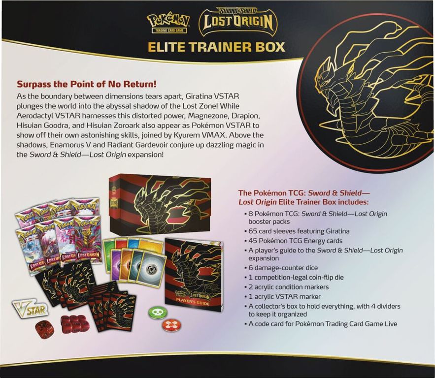 Pokémon TCG: Sword & Shield - Lost Origin Elite Trainer Box back of the box