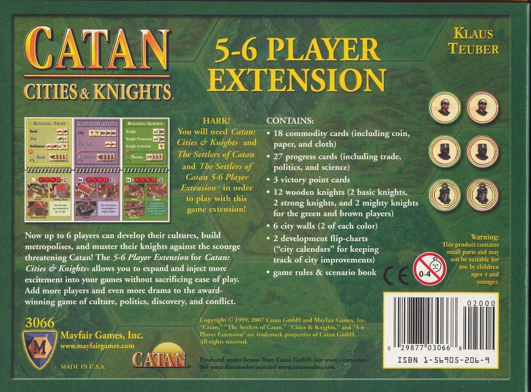 Catan: Cities & Knights – 5-6 Player Extension back of the box