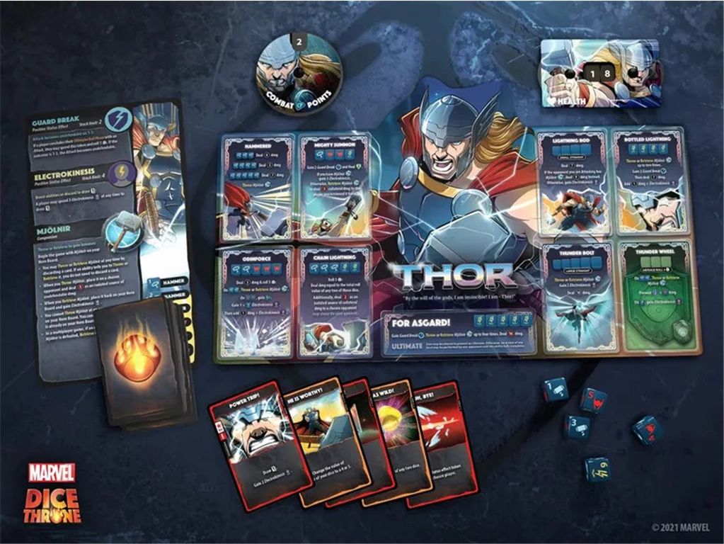 Marvel Dice Throne: Scarlet Witch v. Thor v. Loki v. Spider-Man komponenten