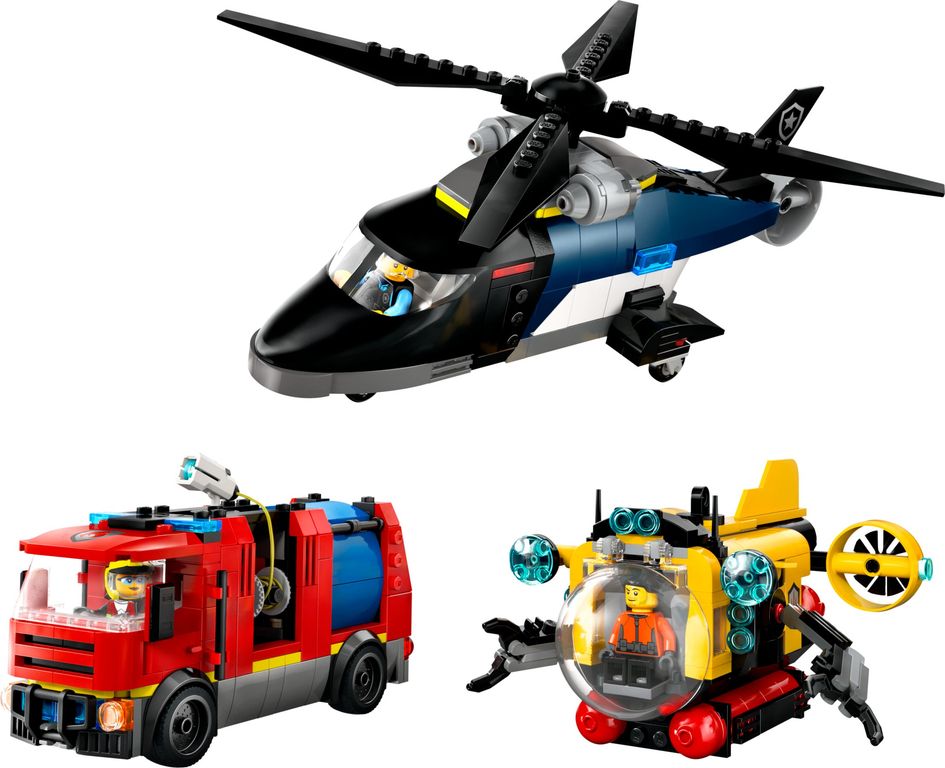 LEGO® City Helicopter, Fire Truck & Submarine Remix components