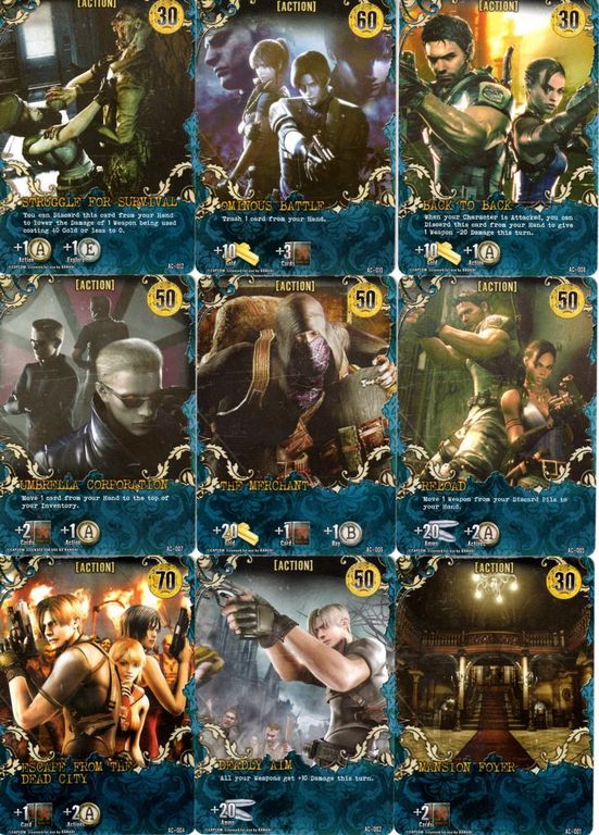 Resident Evil Deck Building Game cards