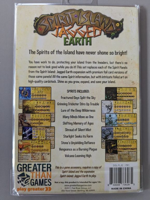Spirit Island: Jagged Earth – Premium Foil Spirit Panels dos de la boîte